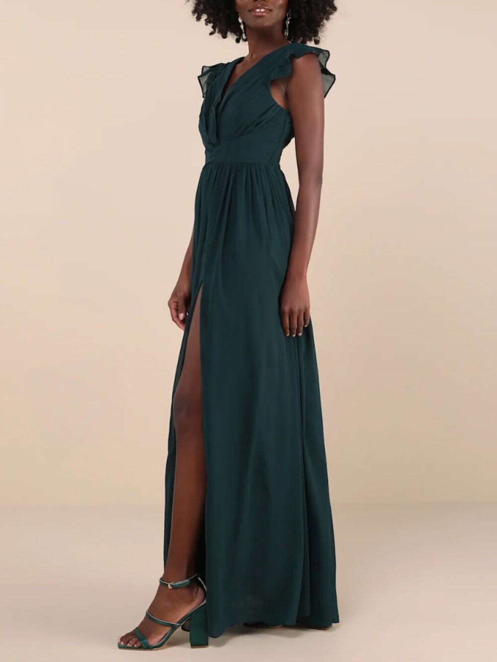Gorgeous Goal Emerald Pleated Backless Surplice Maxi Dress from Lulus
